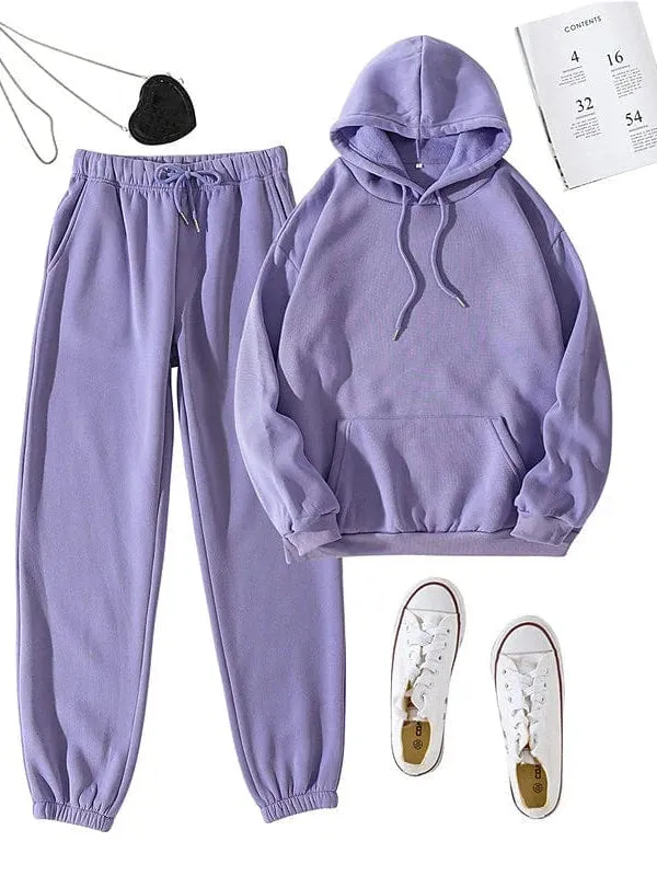 2-Piece Pullover Hoodie and Sweatpants Set for Women