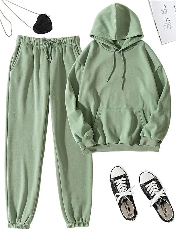 2-Piece Pullover Hoodie and Sweatpants Set for Women