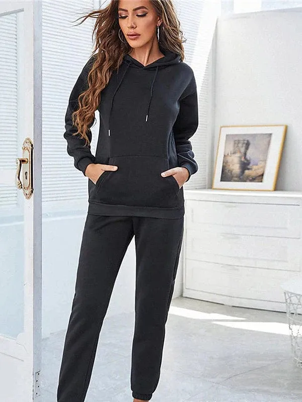 2-Piece Pullover Hoodie and Sweatpants Set for Women