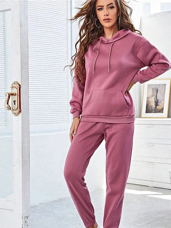 2-Piece Pullover Hoodie and Sweatpants Set for Women