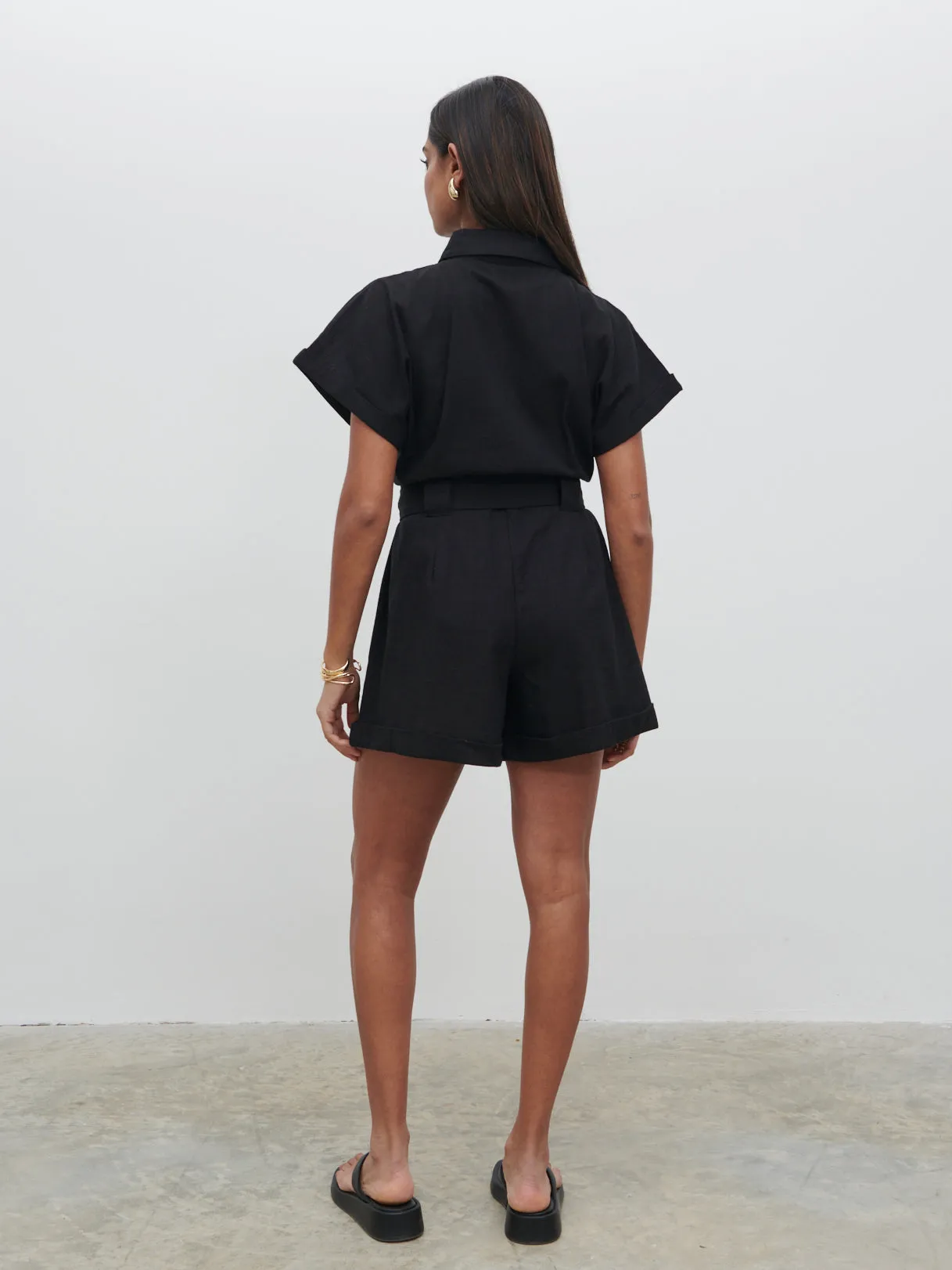 Anica Utility Playsuit - Black