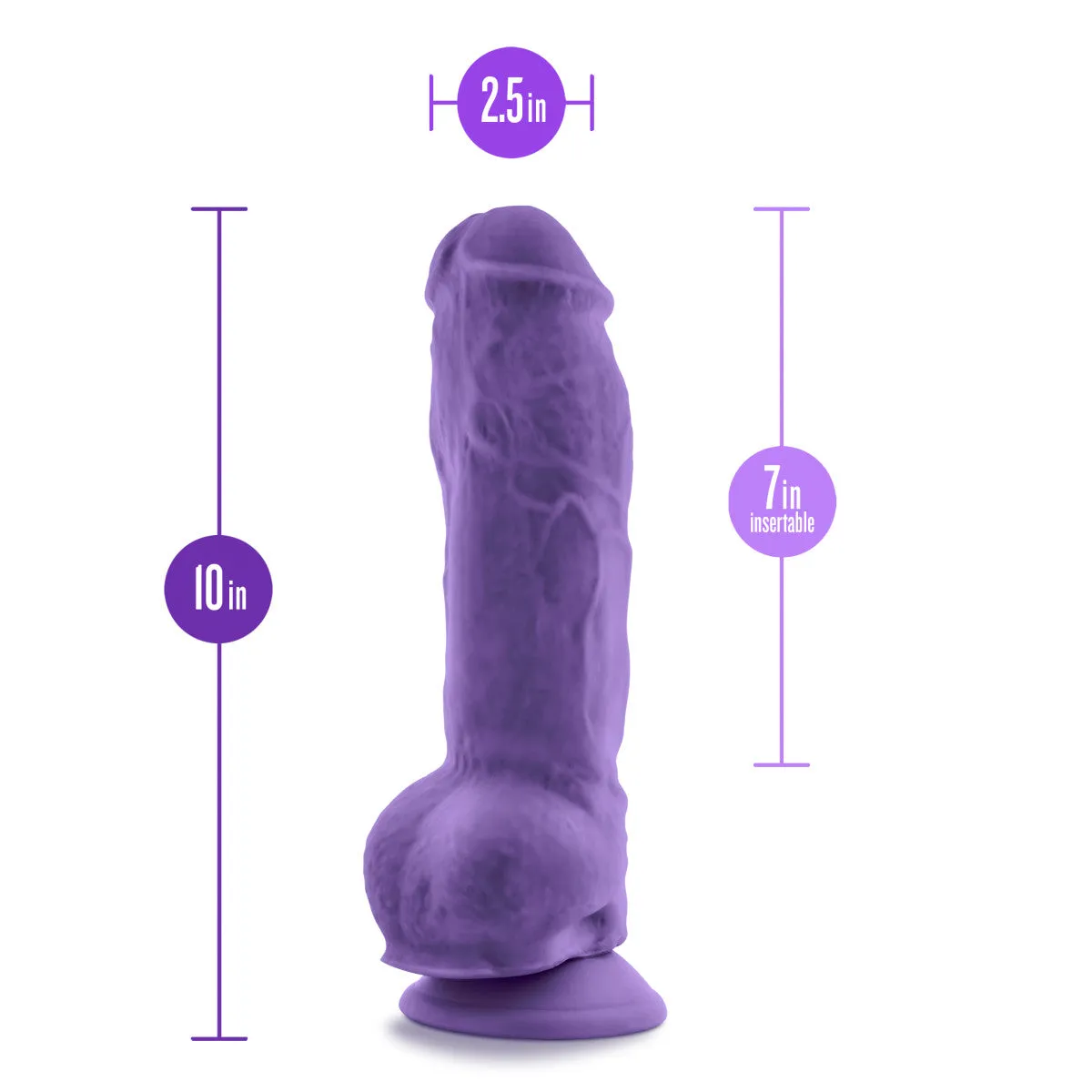 Au Naturel Bold By Blush® | Big Boy Realistic Purple 10-Inch Long Dildo With Balls & Suction Cup Base