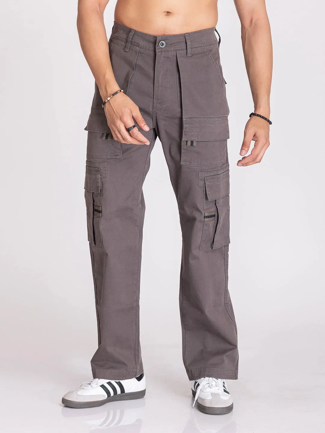 BAGGY UTILITY CARGO PANTS-DARK GREY