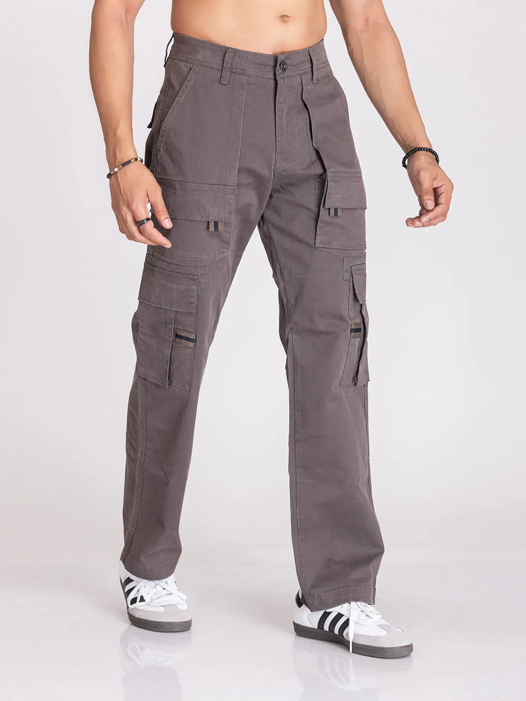 BAGGY UTILITY CARGO PANTS-DARK GREY