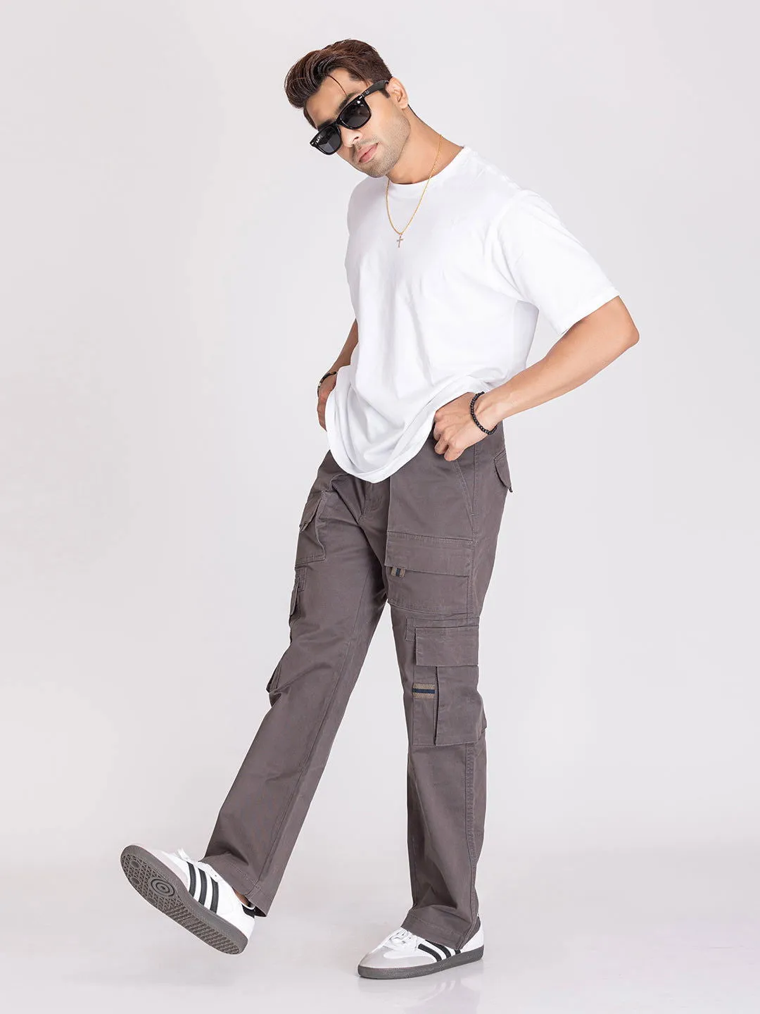 BAGGY UTILITY CARGO PANTS-DARK GREY