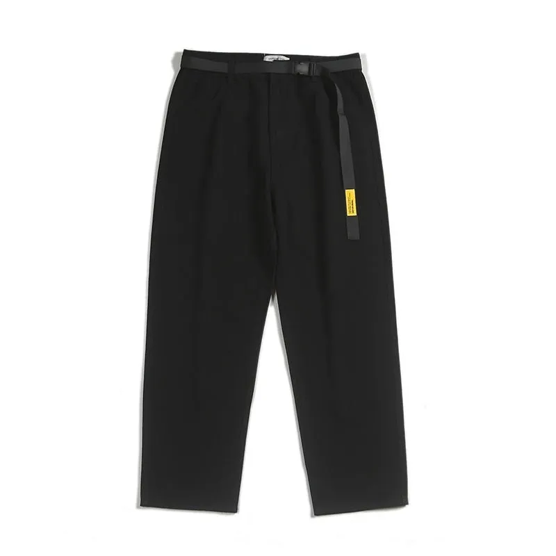 Belt Loose Straight Tube Mens Trouser