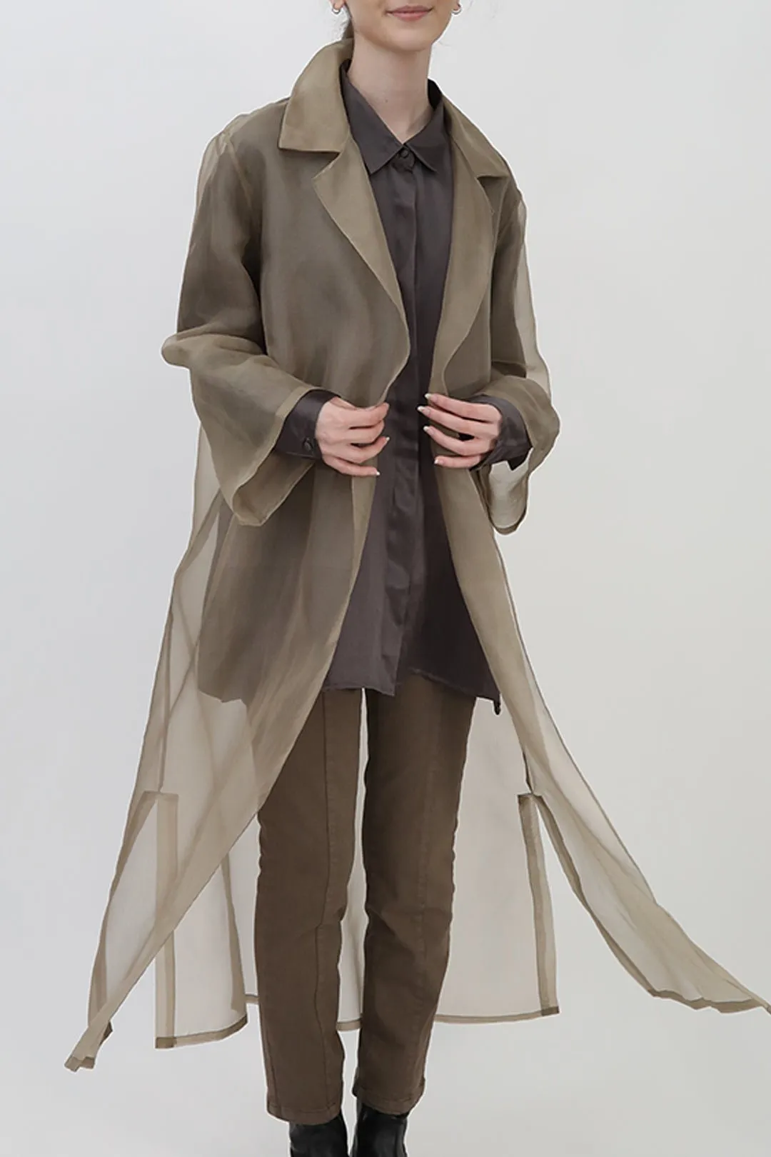 BLYTHE LONG DRESS JACKET IN SILK ORGANZA