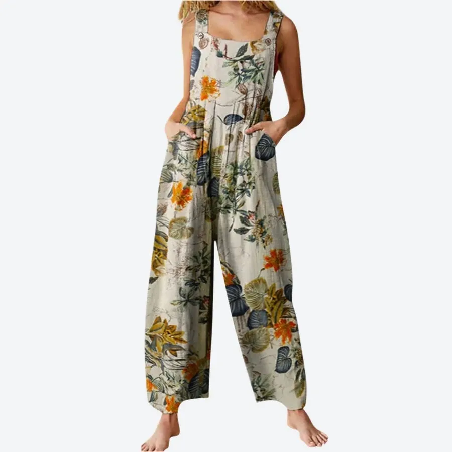 Bohemian Patchwork Wide-Leg Jumpsuits