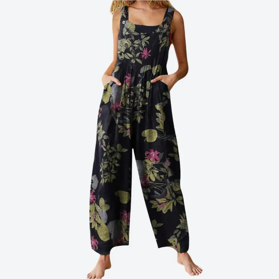 Bohemian Patchwork Wide-Leg Jumpsuits