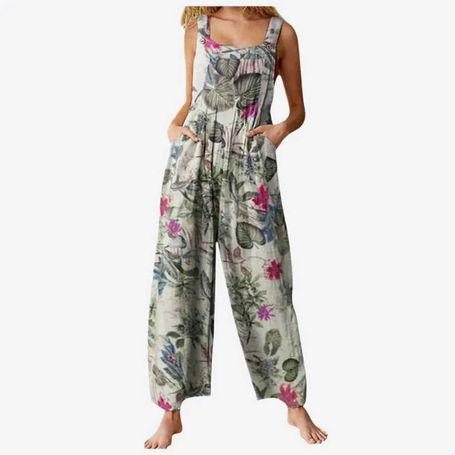 Bohemian Patchwork Wide-Leg Jumpsuits