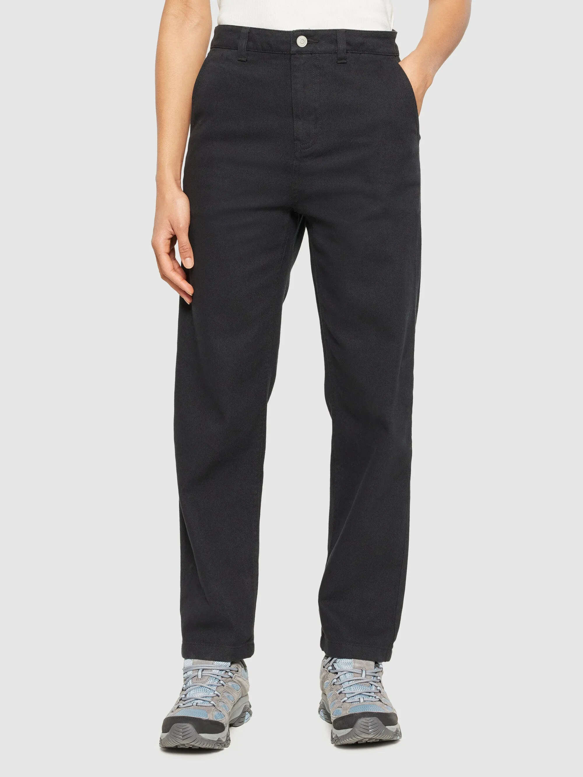 CALLA tapered mid-rise twill workwear pants - GOTS/Vegan - Black Jet