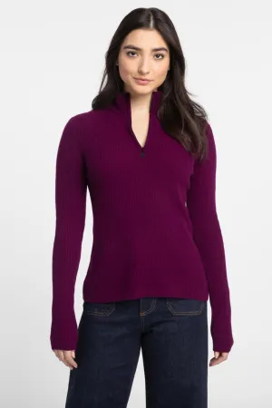 Cashmere Rib Zip Mock