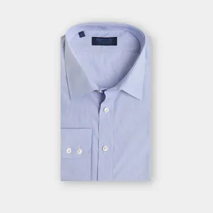 Contemporary Fit, Classic Collar, 2 Button Cuff Shirt in a Blue & White Fine Stripe Sea Island Quality Poplin Cotton