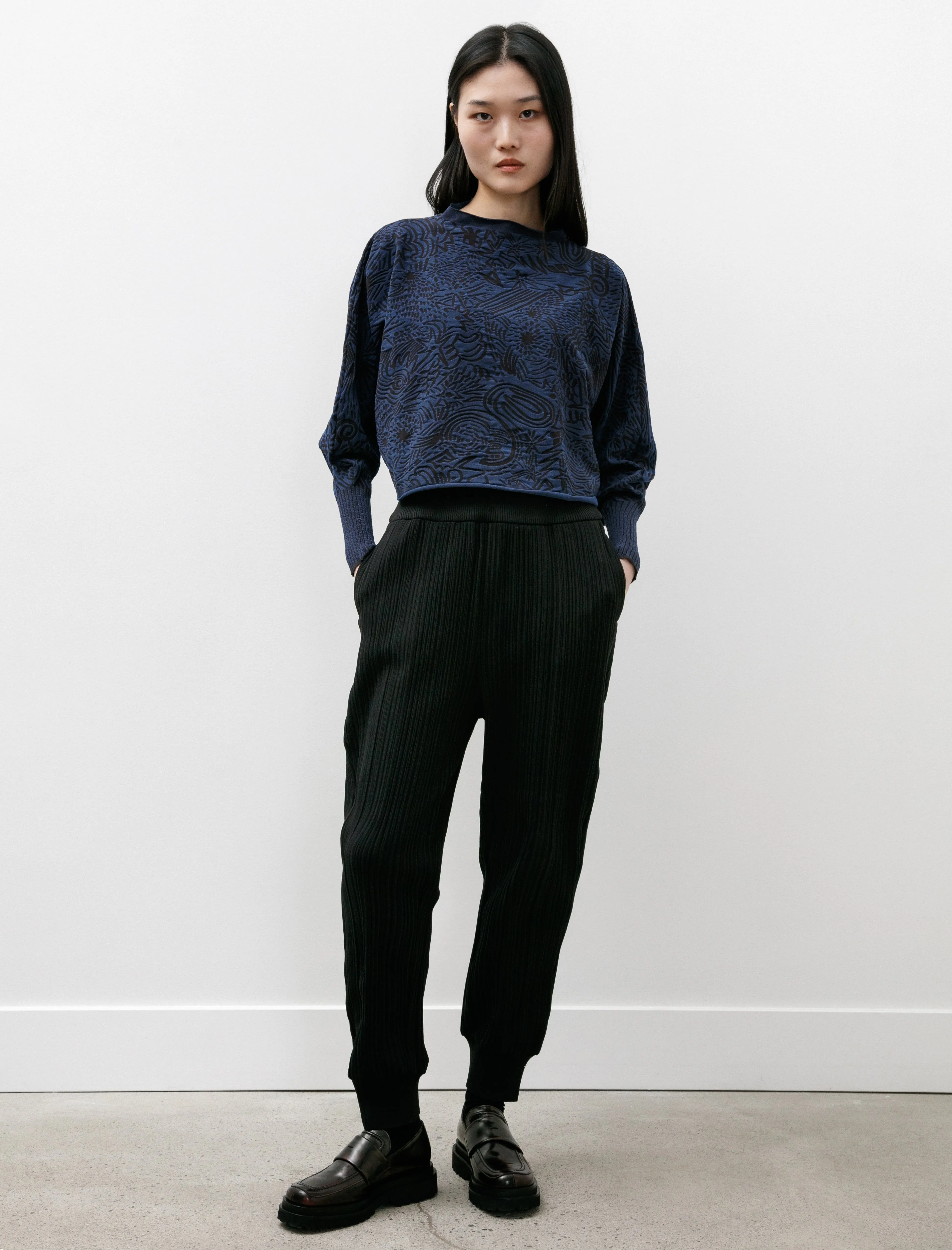 Crepe Knit Pants Black