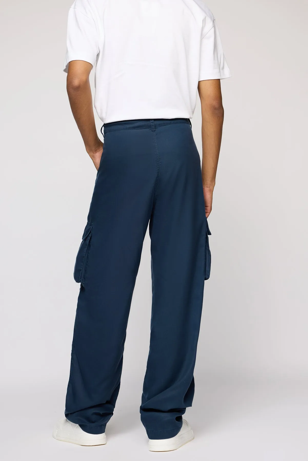 Deep Navy Men’s Cargo Korean Pants