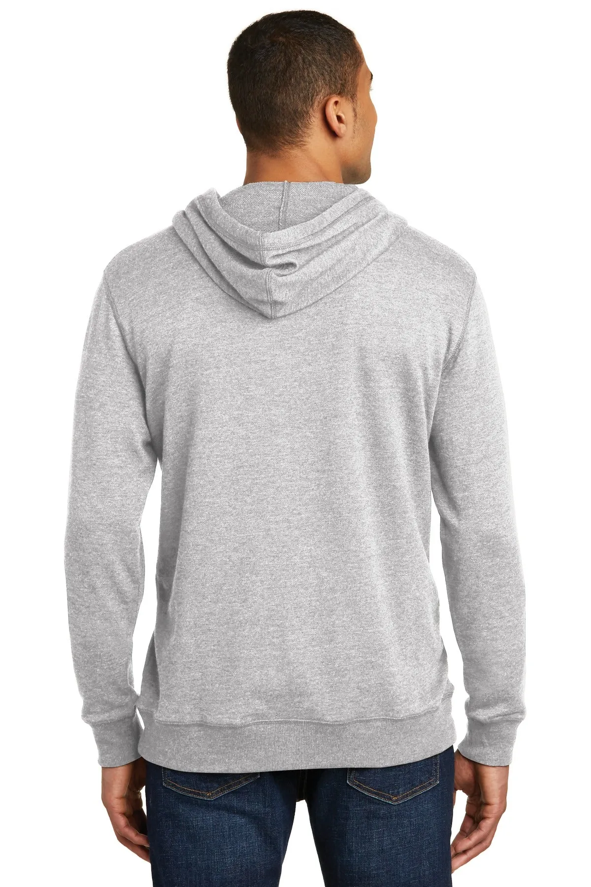 District Made Mens Lightweight Fleece Hoodie Heathered Grey