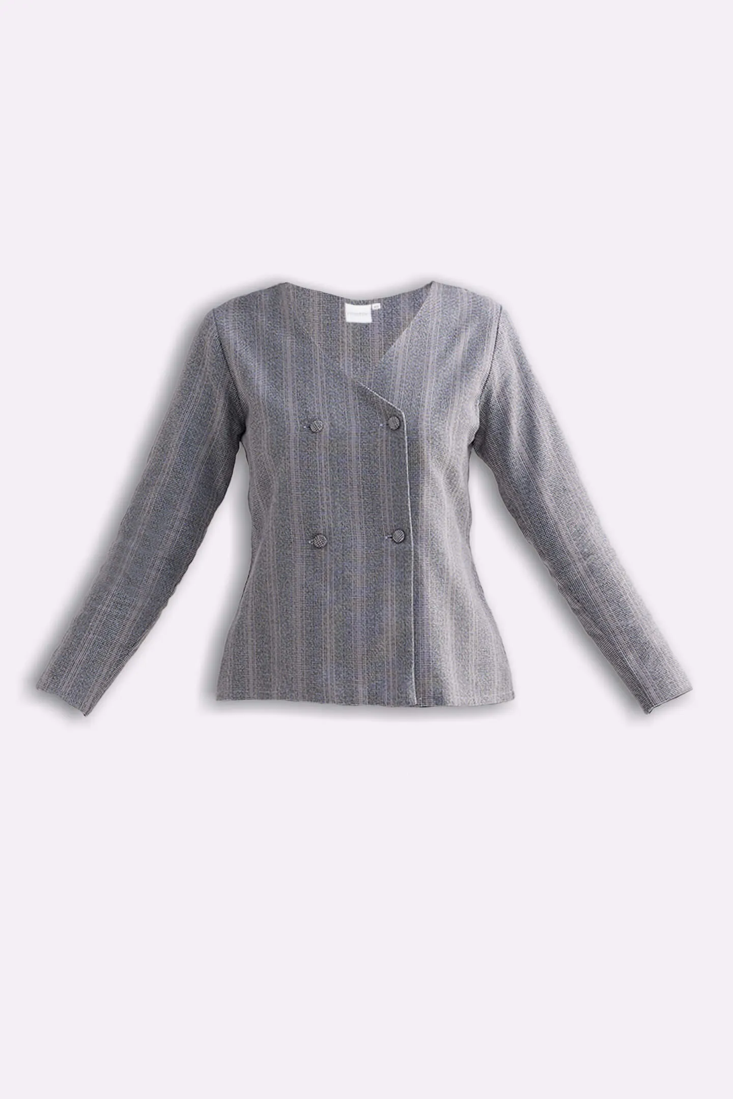 Fitted Cotton Tweed Jacket in Grey