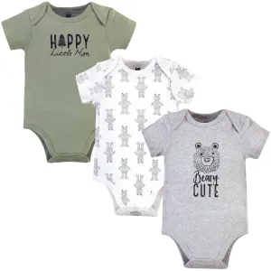 Hudson Baby Cotton Bodysuits, Black Bear