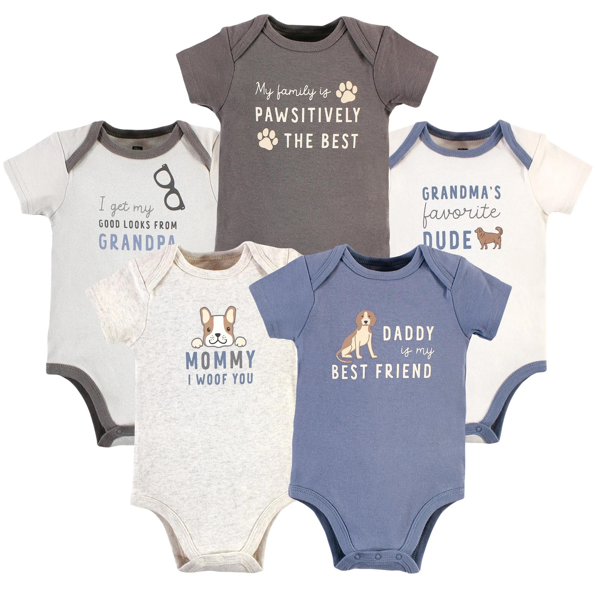 Hudson Baby Cotton Bodysuits, Family Dog