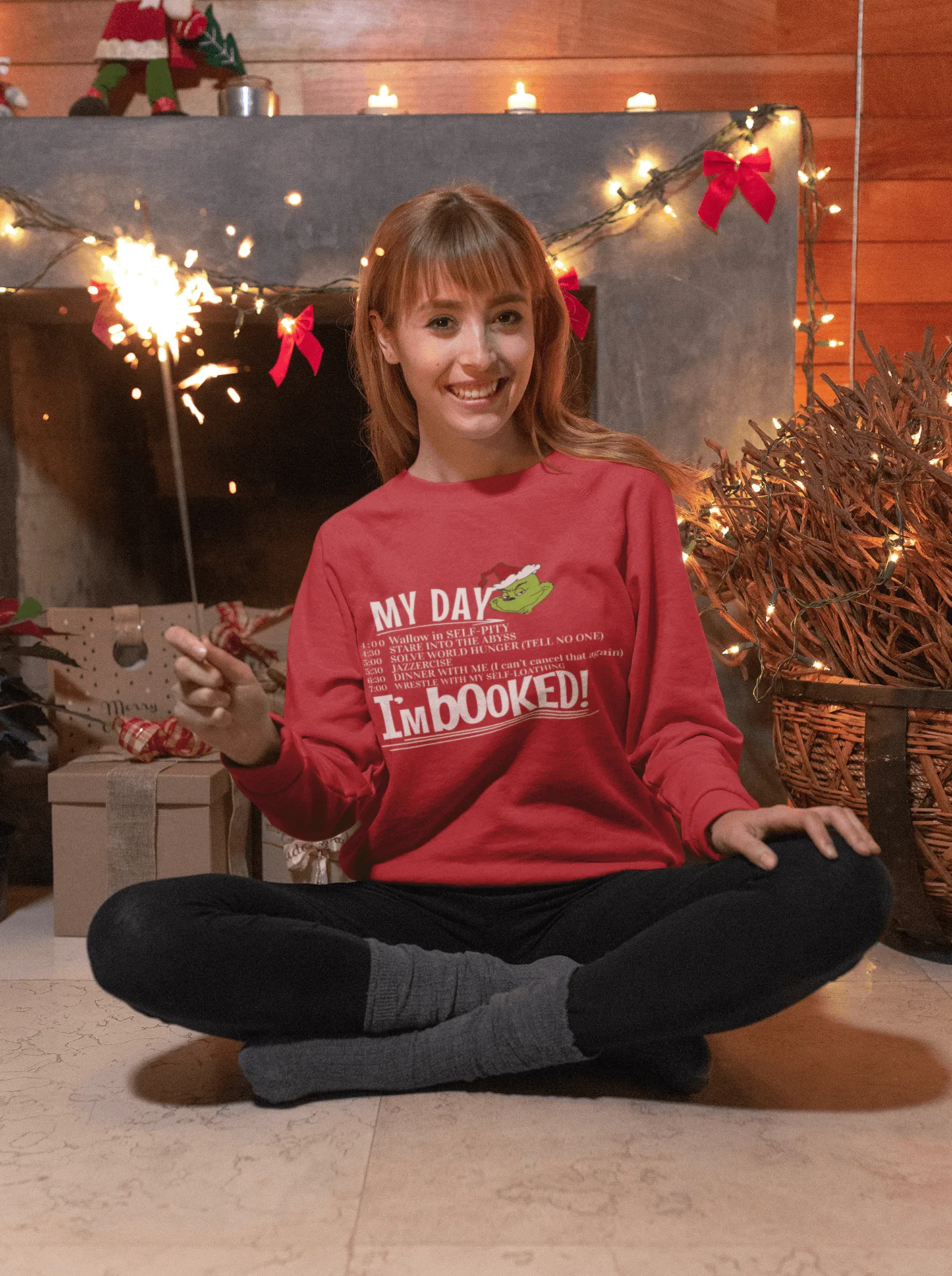 I'm Booked Funny Grinch Christmas Holiday Hoodie | Christmas Sweats, Matching Family Christmas Shirt, Funny Christmas gift, holiday Couples