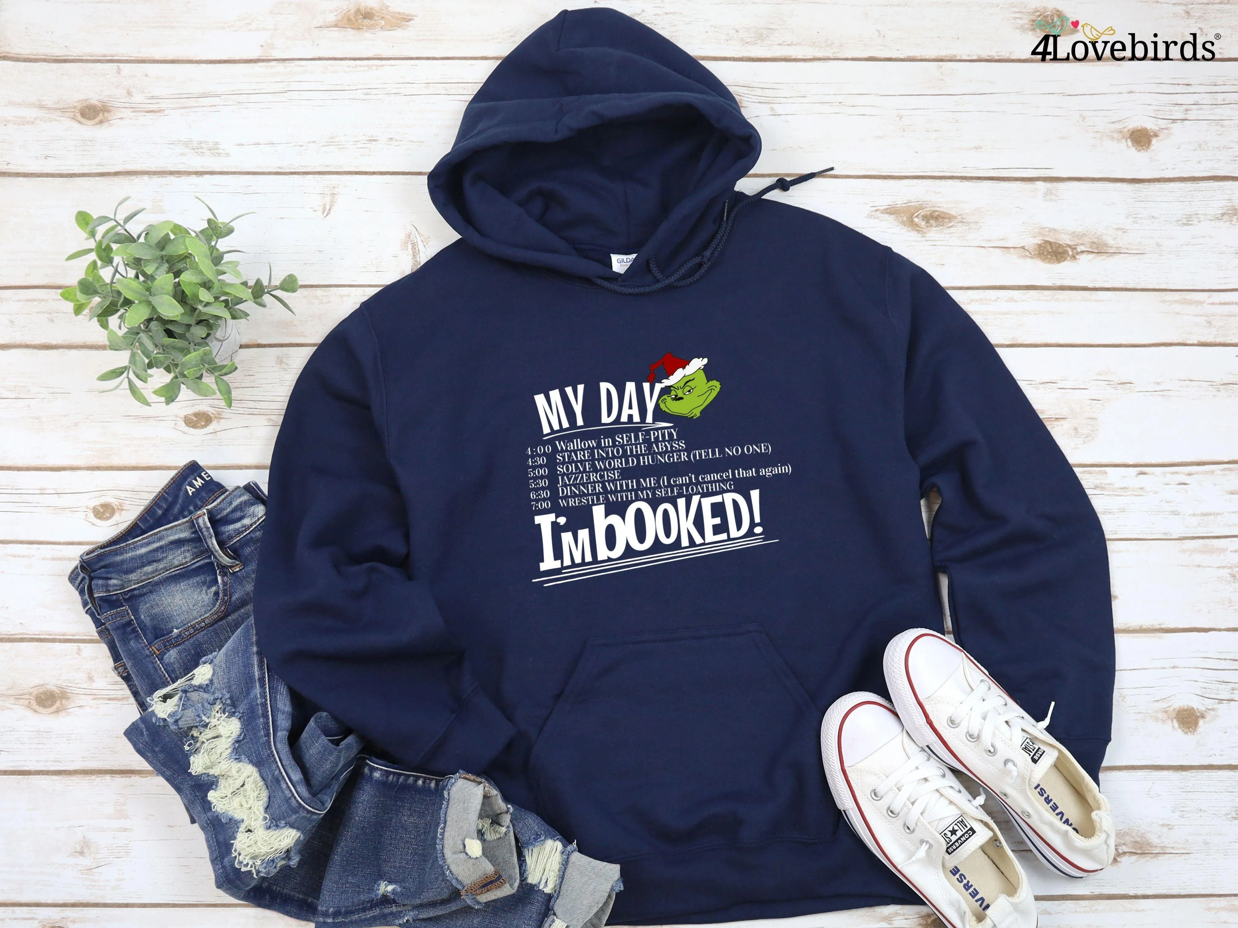 I'm Booked Funny Grinch Christmas Holiday Hoodie | Christmas Sweats, Matching Family Christmas Shirt, Funny Christmas gift, holiday Couples