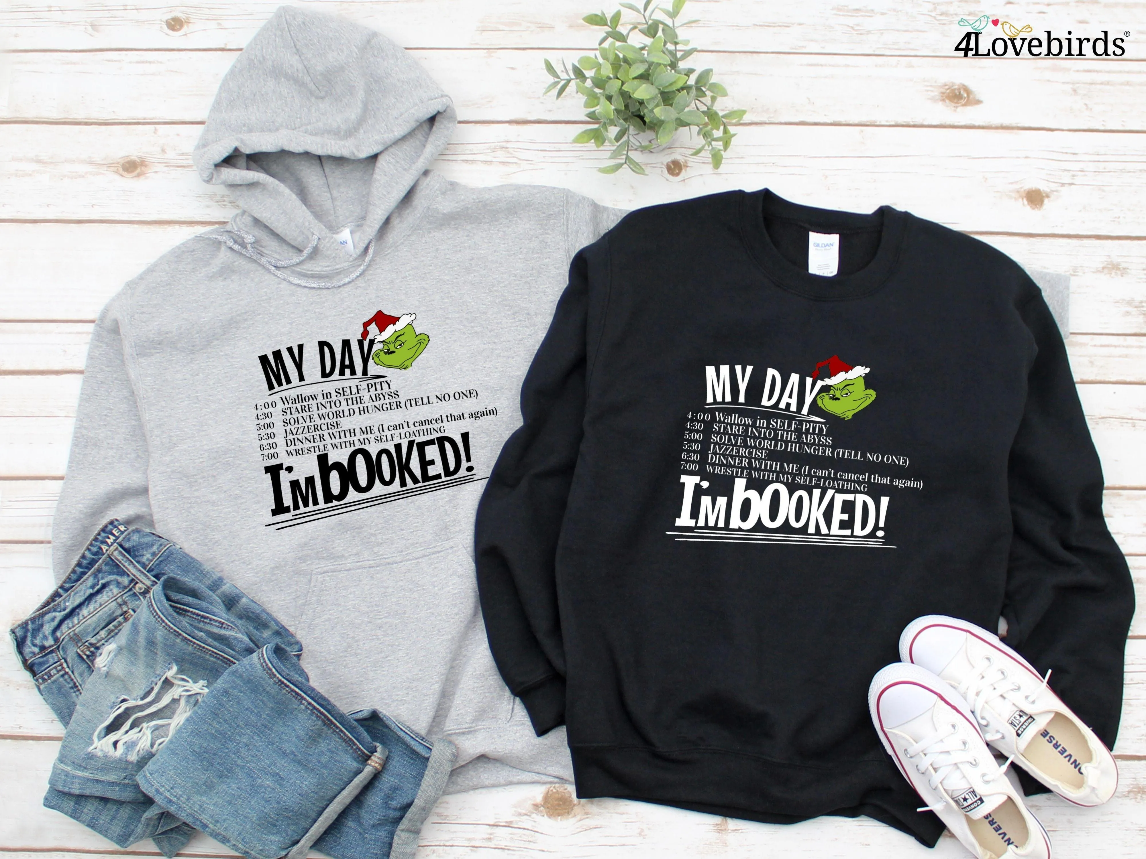 I'm Booked Funny Grinch Christmas Holiday Hoodie | Christmas Sweats, Matching Family Christmas Shirt, Funny Christmas gift, holiday Couples