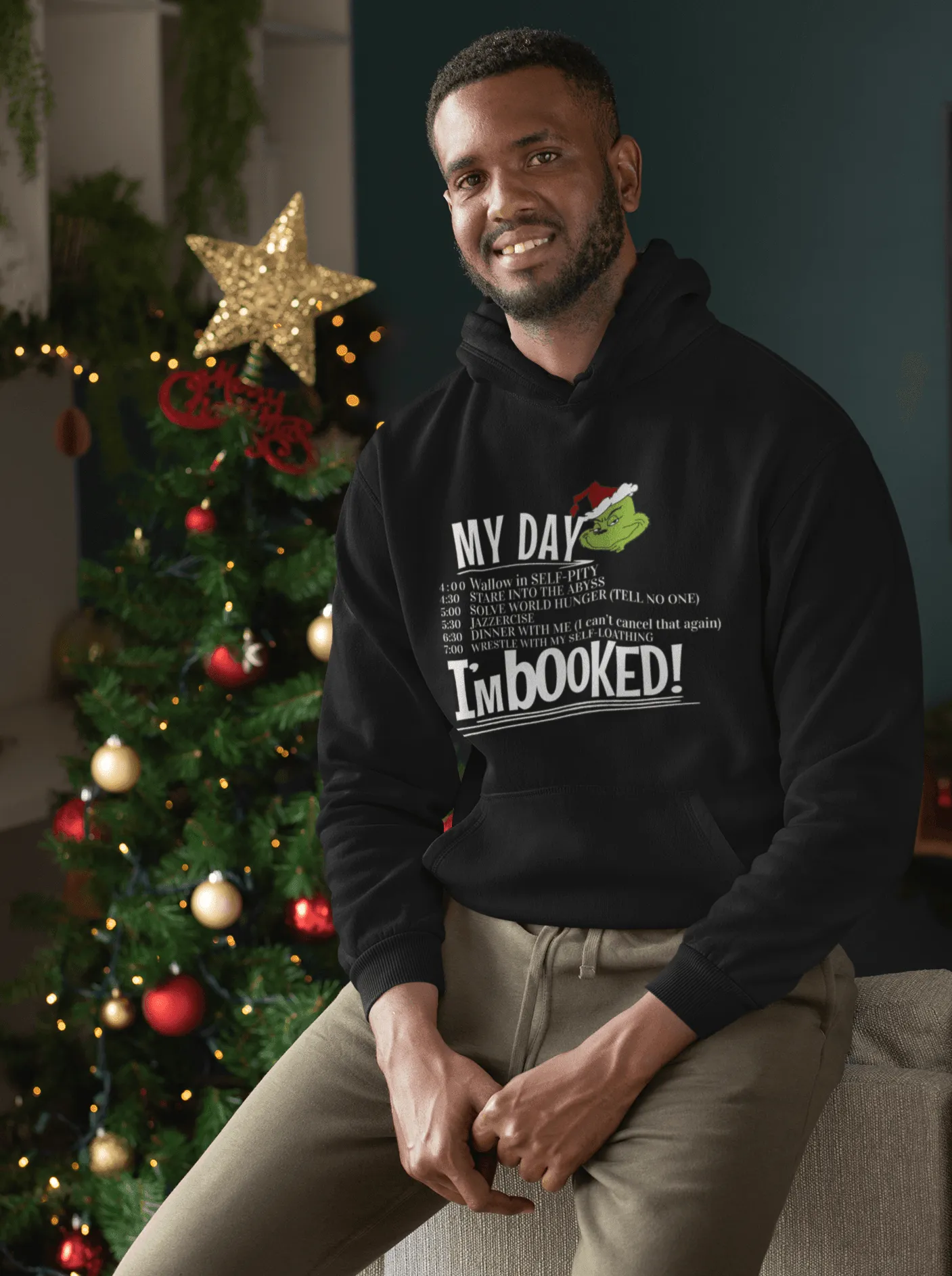 I'm Booked Funny Grinch Christmas Holiday Hoodie | Christmas Sweats, Matching Family Christmas Shirt, Funny Christmas gift, holiday Couples