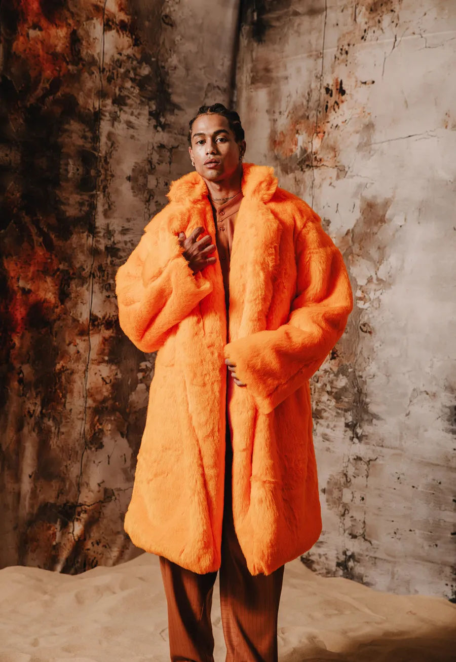 Kai Faux Fur Coat Orange