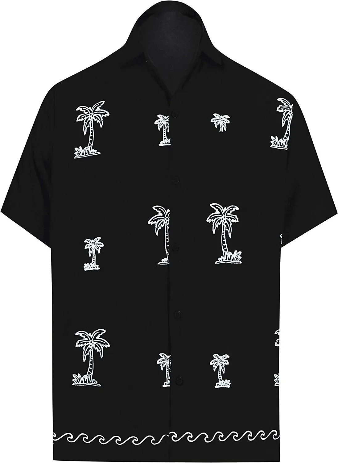 LA LEELA Shirt Casual Button Down Short Sleeve Beach Shirt Men Embroidered 176