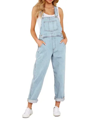 Light blue denim stretch jumper overall