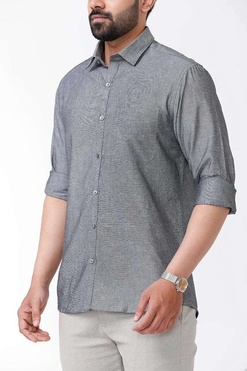 Linen Classic - Charcoal Gray Formal Shirts for Mens | Uathayam