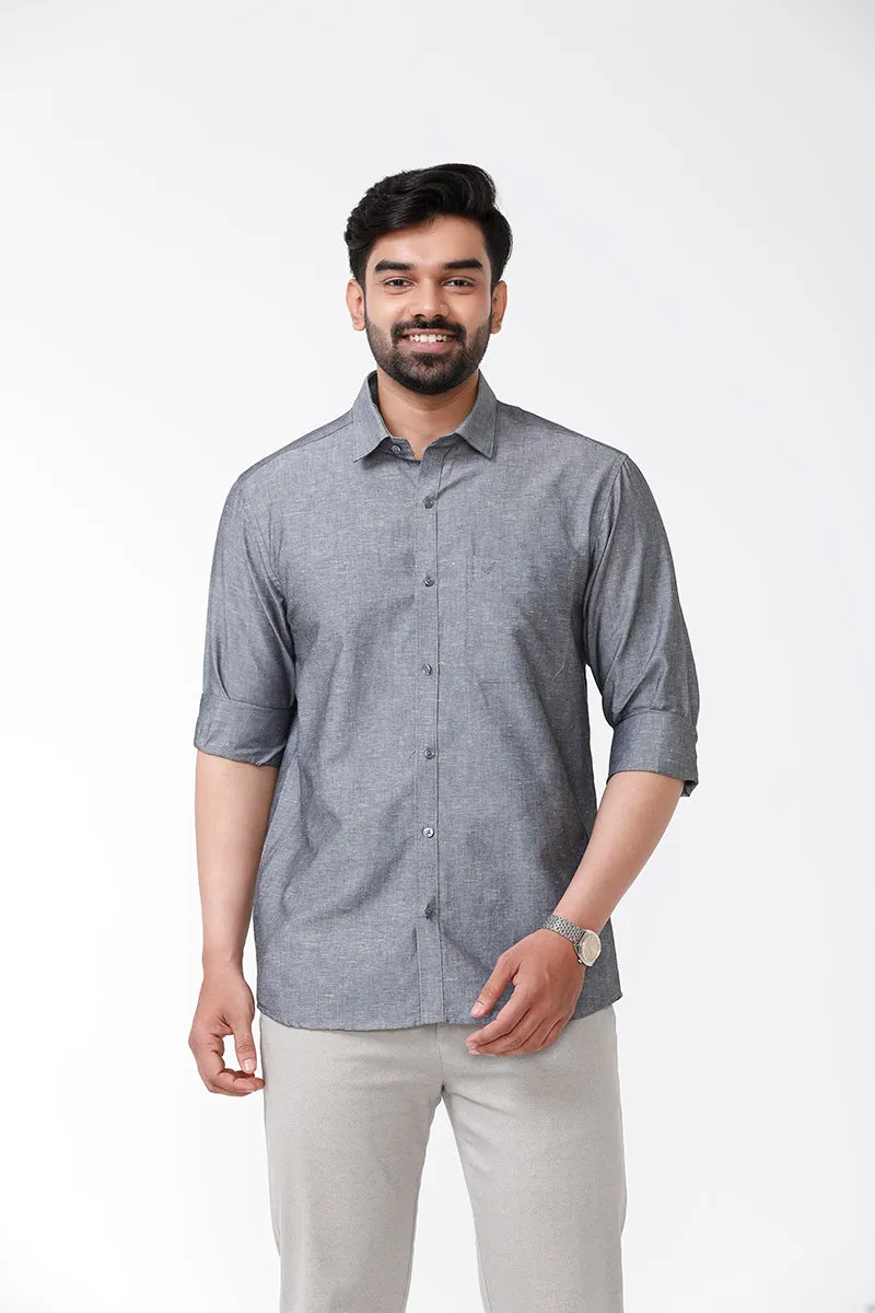 Linen Classic - Charcoal Gray Formal Shirts for Mens | Uathayam