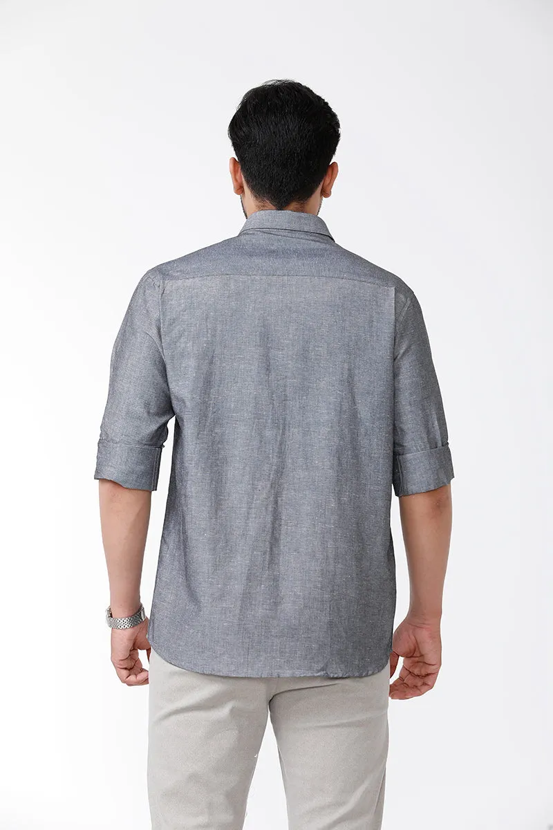 Linen Classic - Charcoal Gray Formal Shirts for Mens | Uathayam