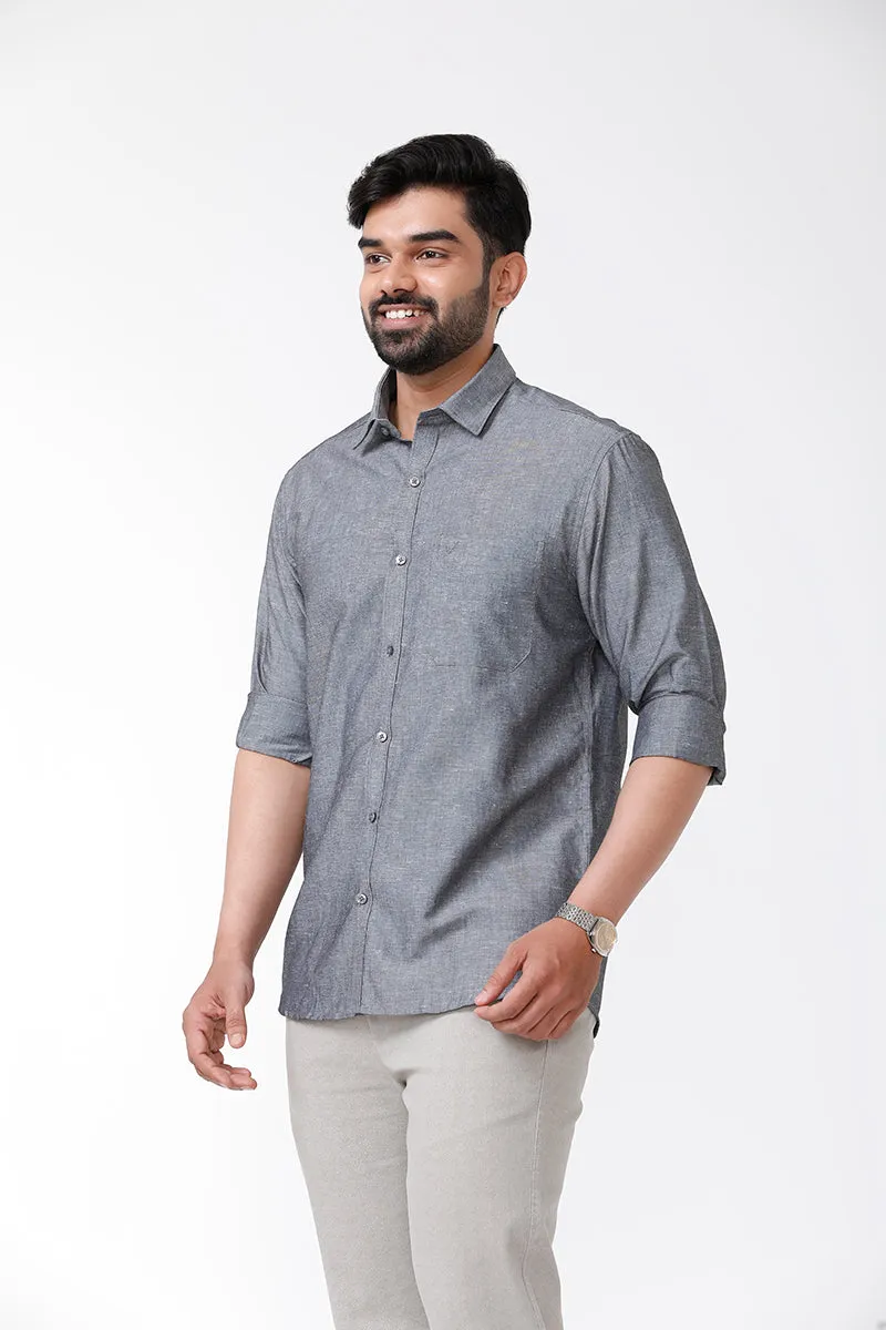 Linen Classic - Charcoal Gray Formal Shirts for Mens | Uathayam