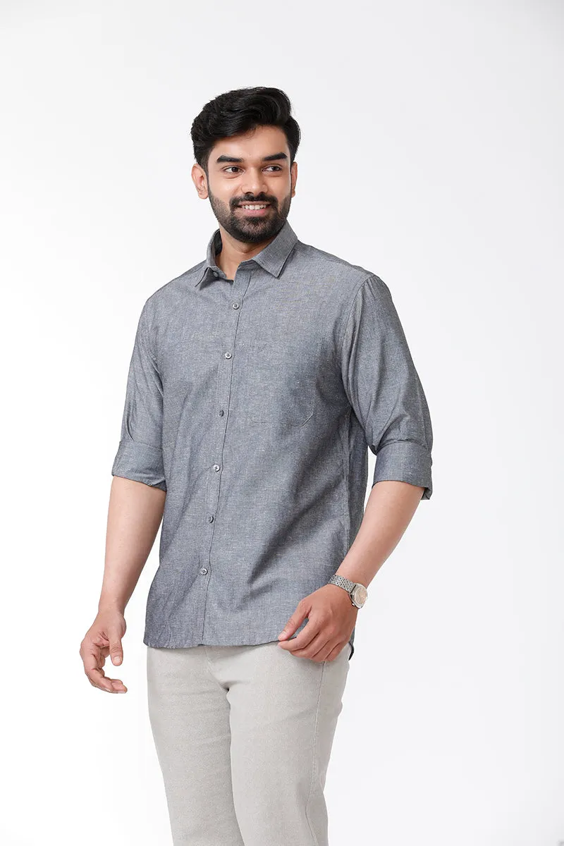 Linen Classic - Charcoal Gray Formal Shirts for Mens | Uathayam