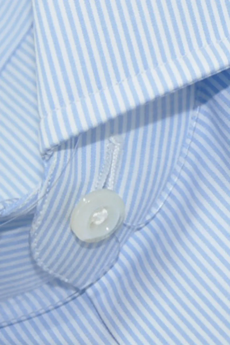 Luigi Borrelli Dress Shirt ROYAL COLLECTION White Blue Stripes 40 - 15 3/4