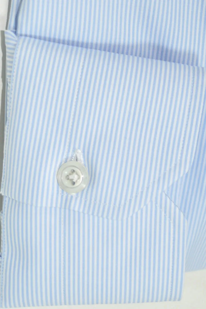 Luigi Borrelli Dress Shirt ROYAL COLLECTION White Blue Stripes 40 - 15 3/4