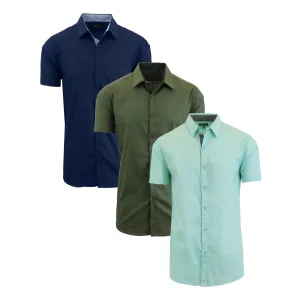 Men's 3-Pack Short Sleeve Dress Shirts (S-5XL)