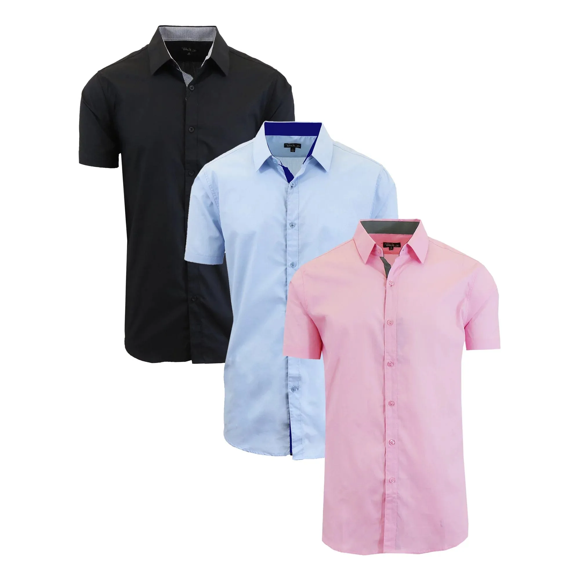 Men's 3-Pack Short Sleeve Dress Shirts (S-5XL)