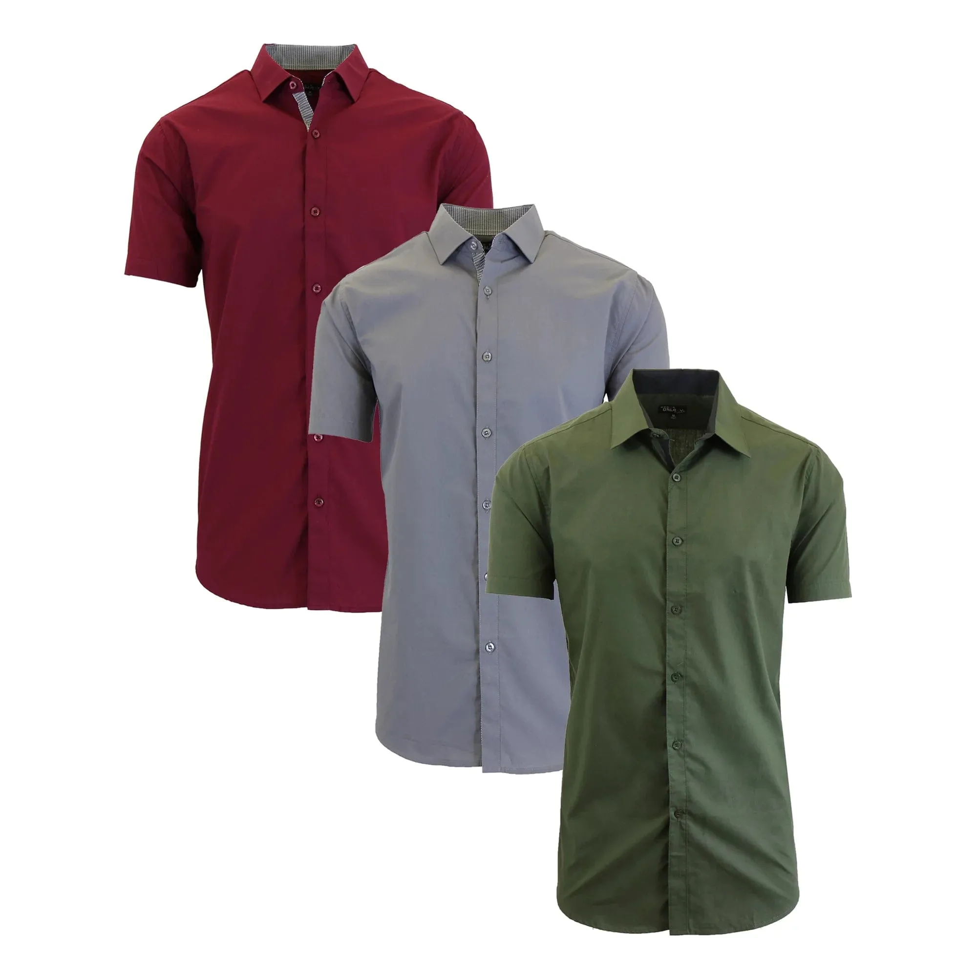 Men's 3-Pack Short Sleeve Dress Shirts (S-5XL)