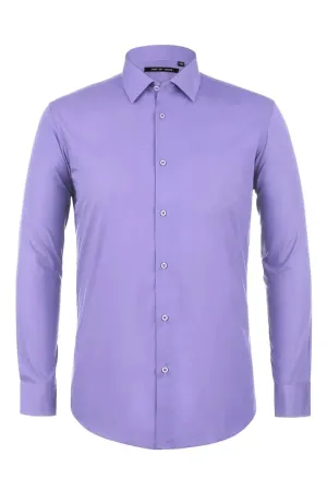 Mens Classic Fit Spread Collar Dress Lavender Shirt