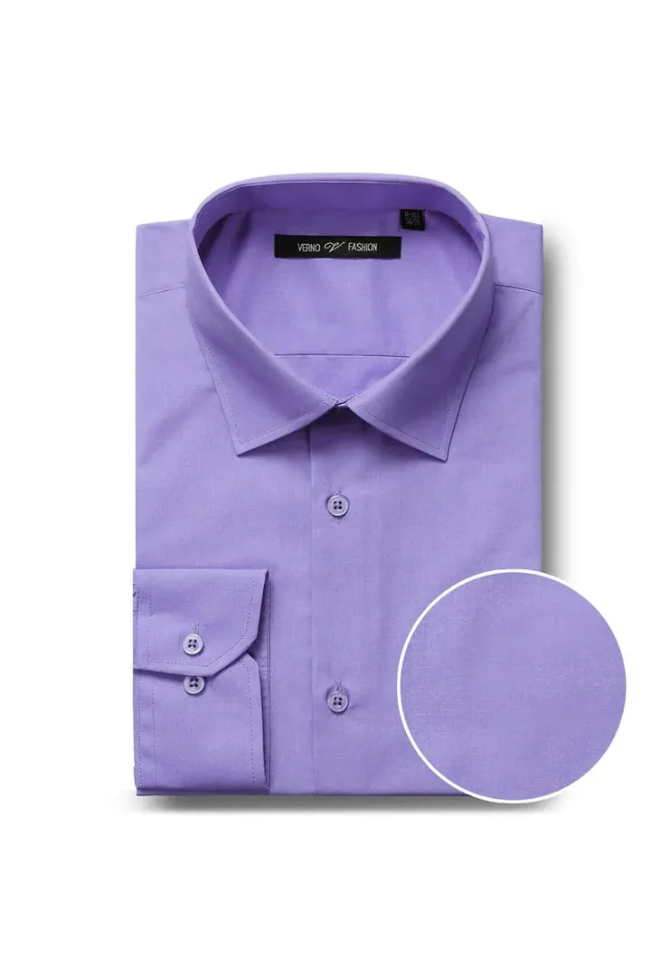 Mens Classic Fit Spread Collar Dress Lavender Shirt