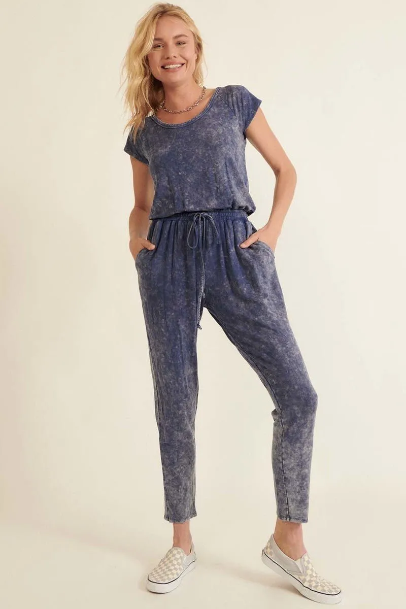 Mineral Washed Finish Knit Jumpsuit