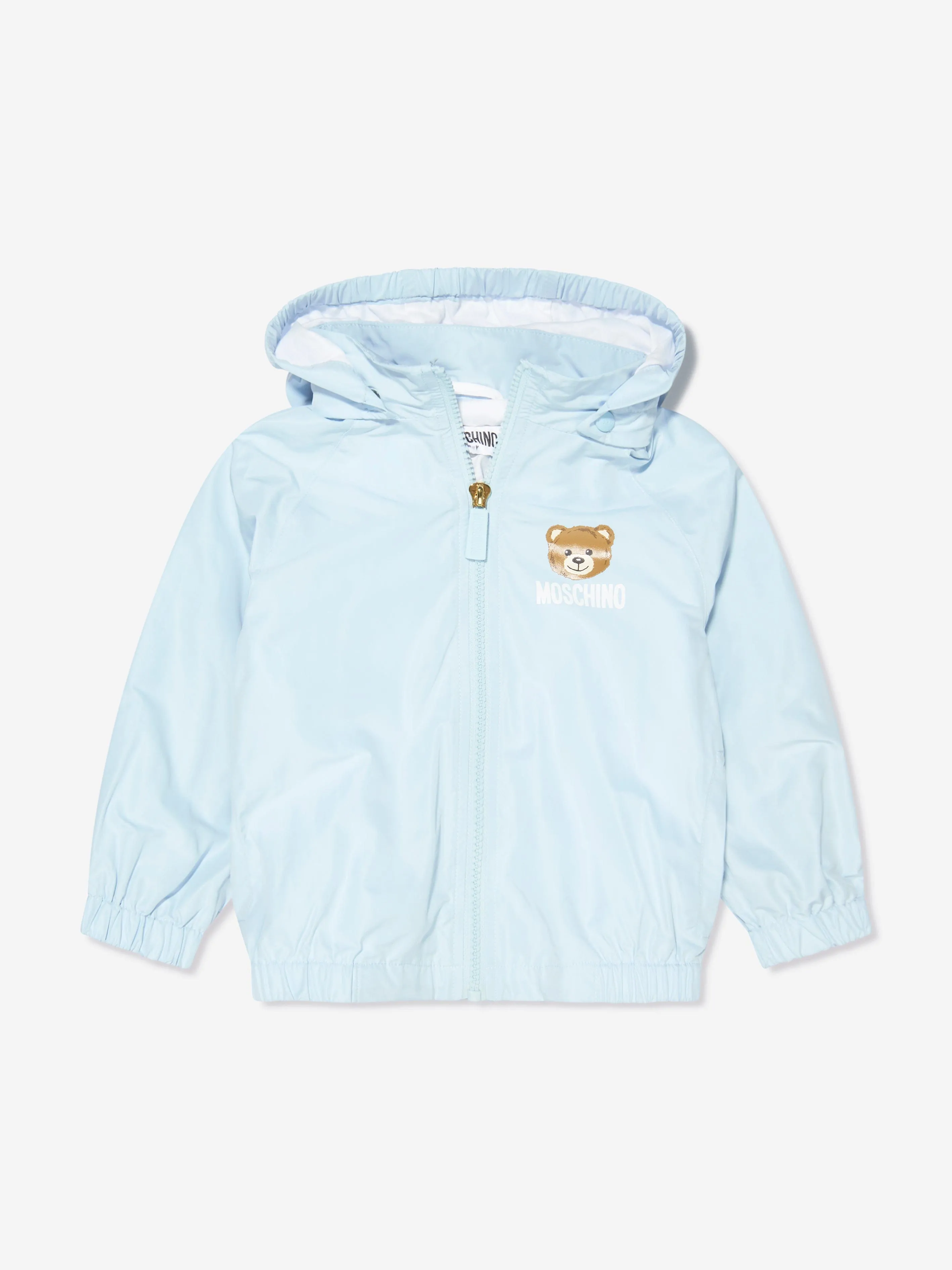 Moschino Baby Boys Hooded Zip Up Jacket in Blue