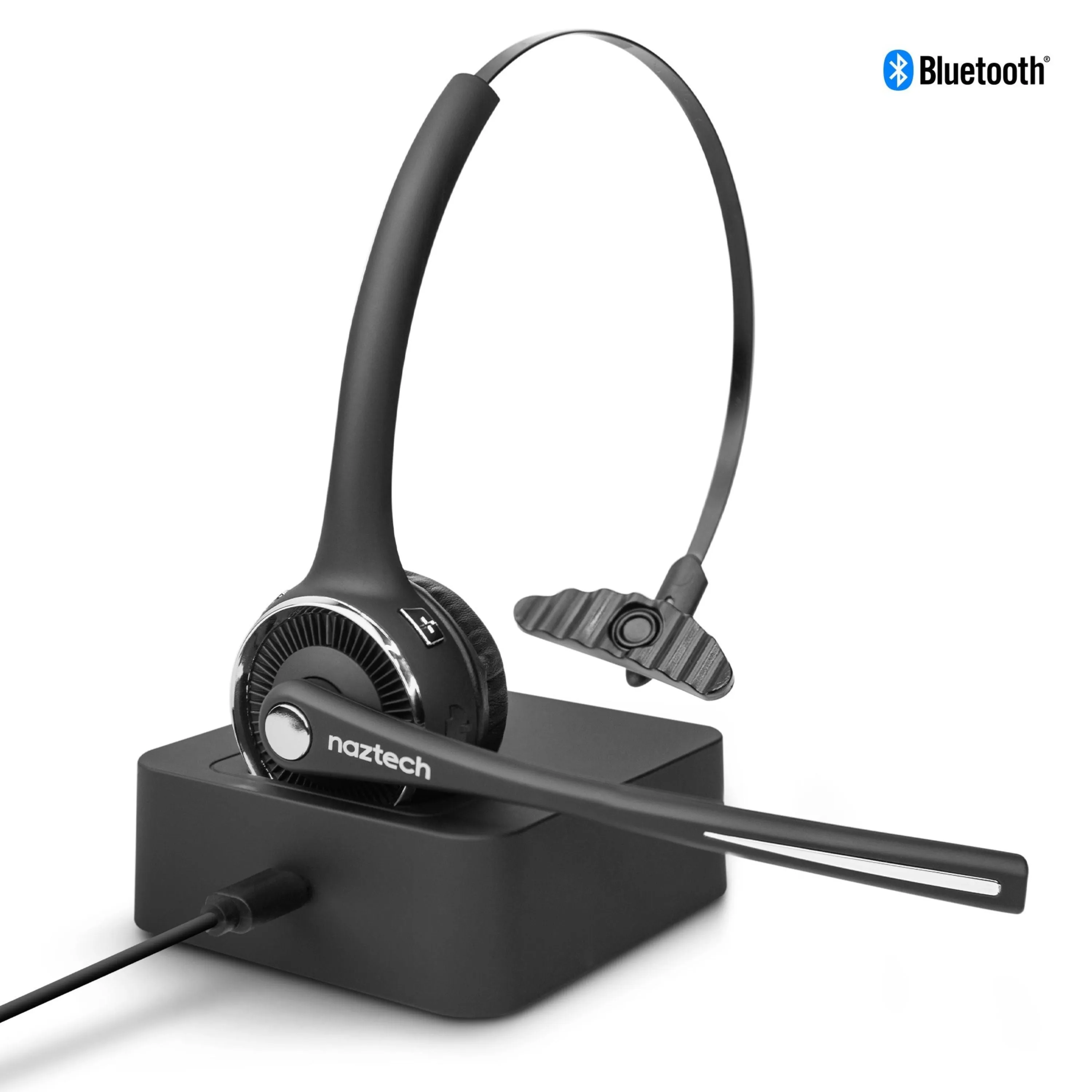 Naztech N980 BT Over-the-Head Headset w/Base Blk