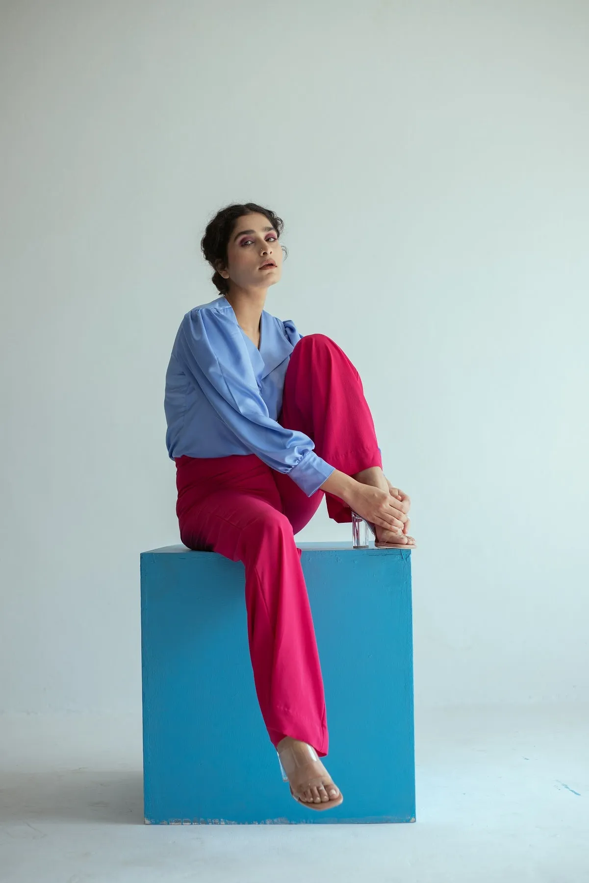 Powder Blue Flap Shirt With Pink Pants