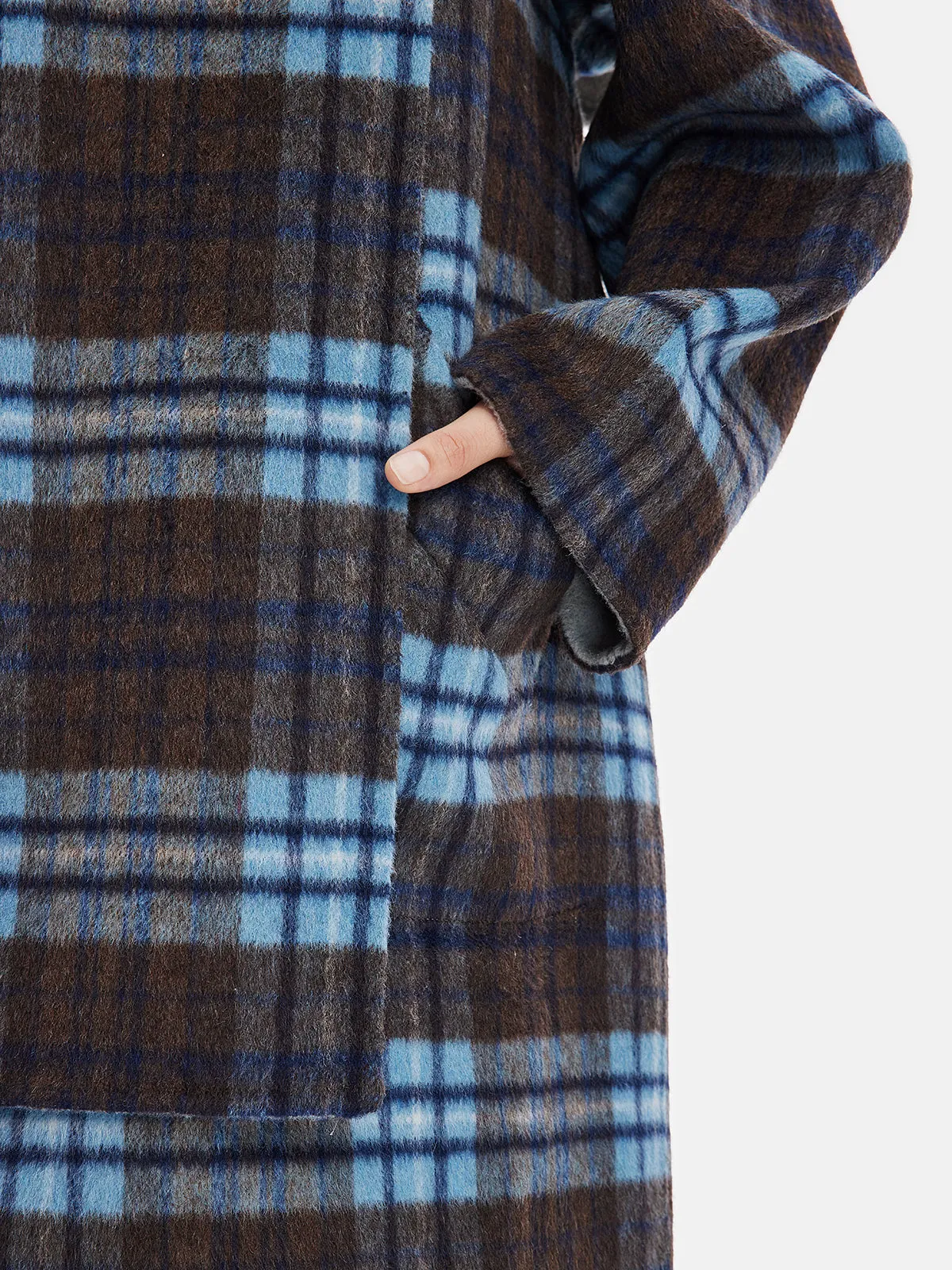 Retro Plaid Coat with Detachable Scarf