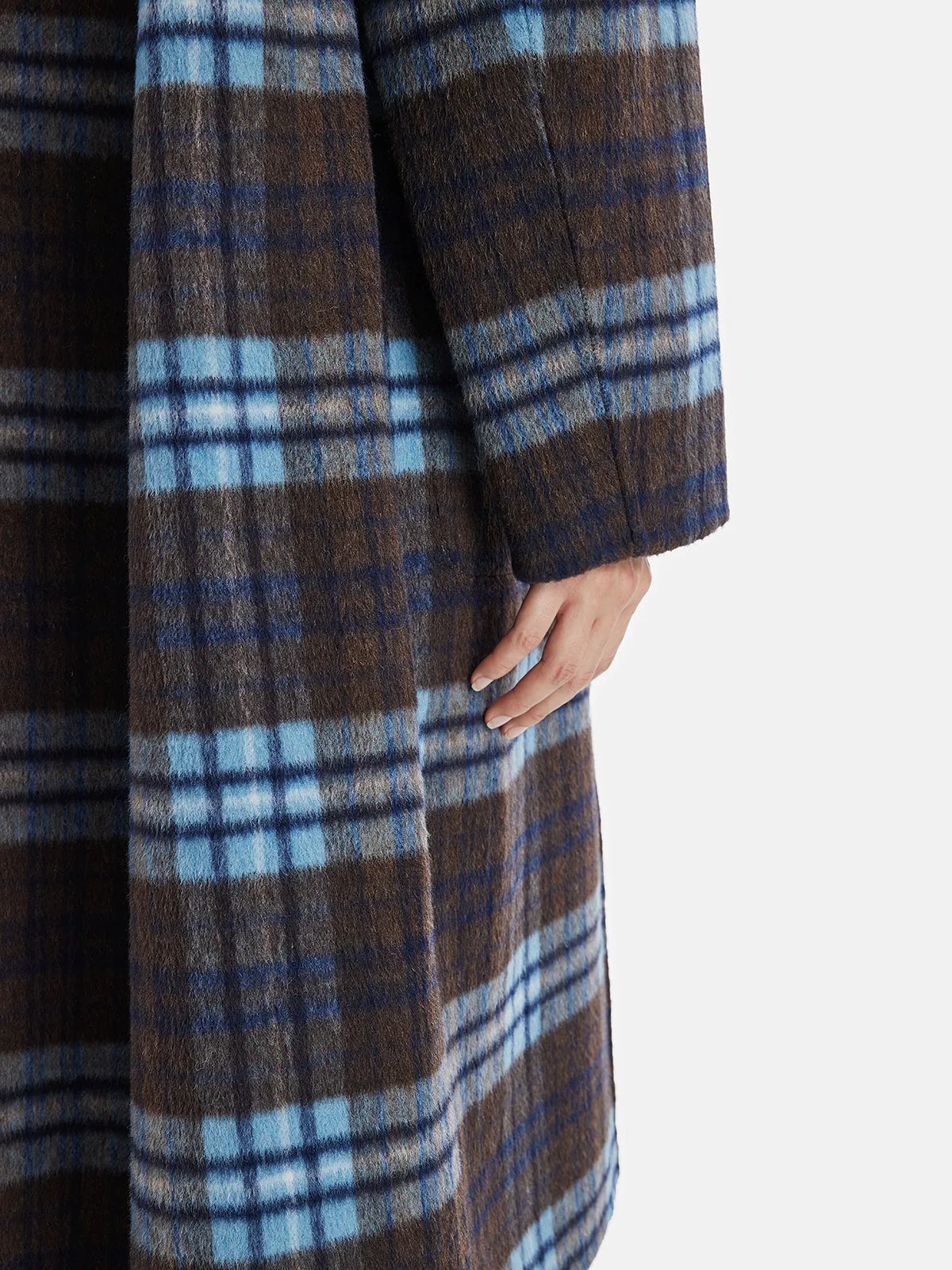 Retro Plaid Coat with Detachable Scarf