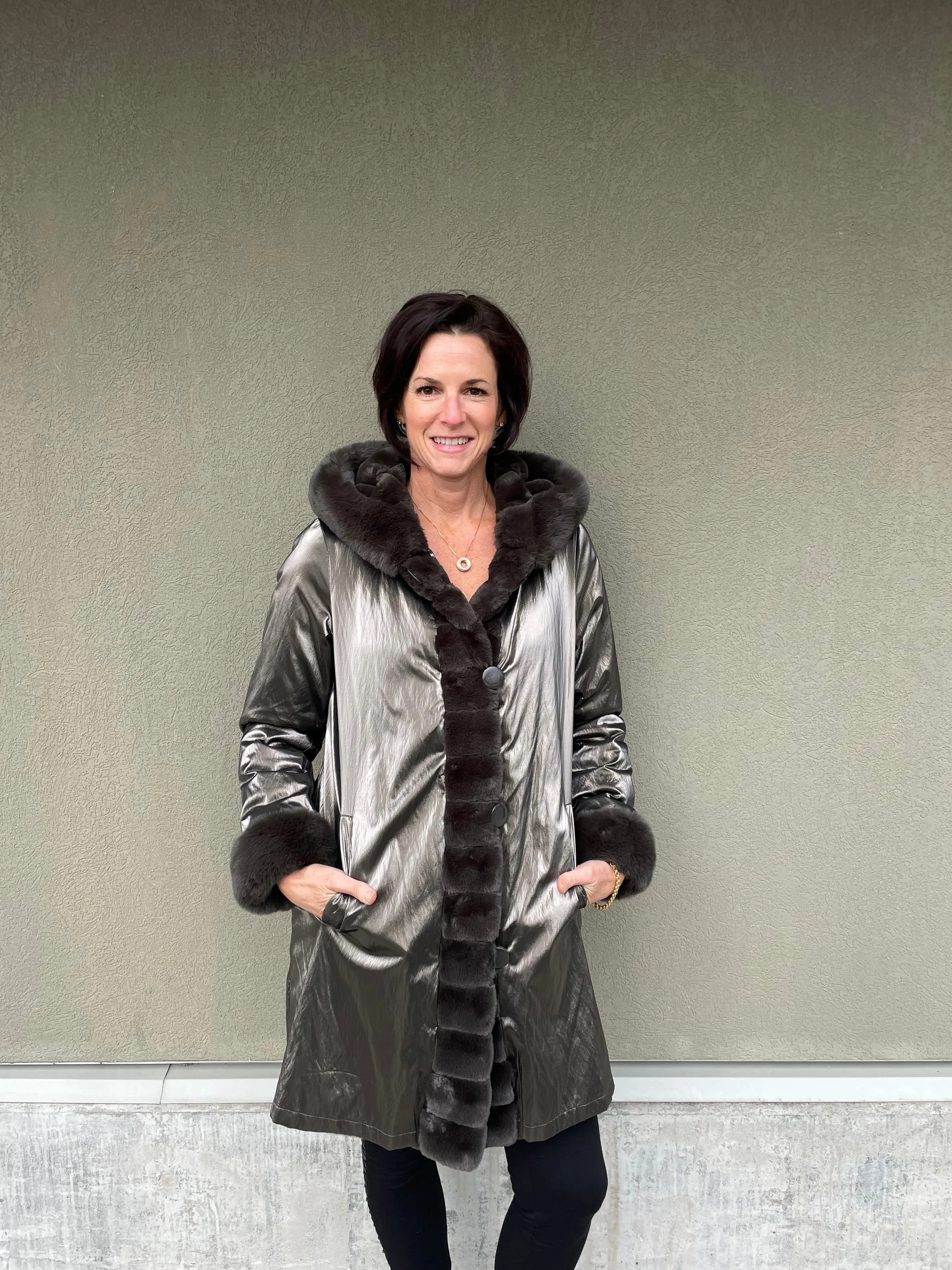 REVERSIBLE LUSTER FUR COAT