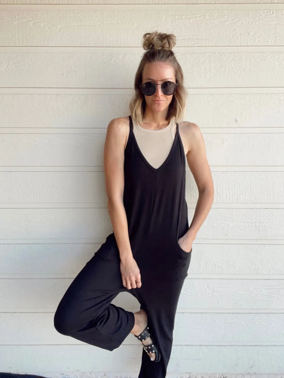 The Kourtney Relaxed Fit V-neck Jumpsuit